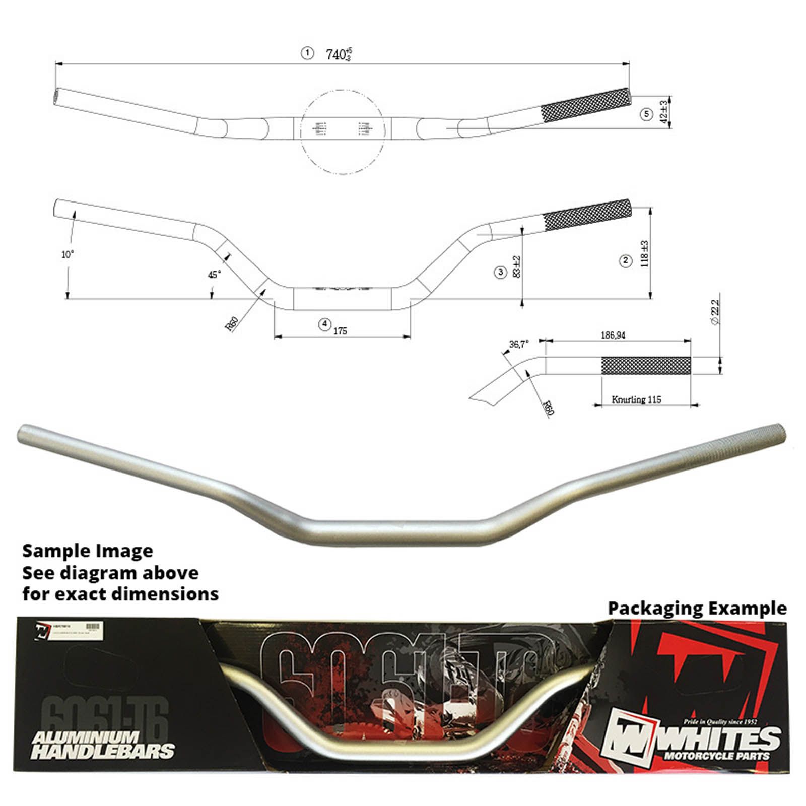 WHITES HANDLEBARS ALLOY 6061 TAPER 1 1/8 FITS MINI MX SIL - Image 1