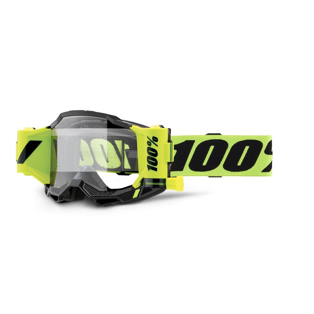 100% Accuri 2 Forecast Motocross Goggle Neon Yellow - Clear Lens