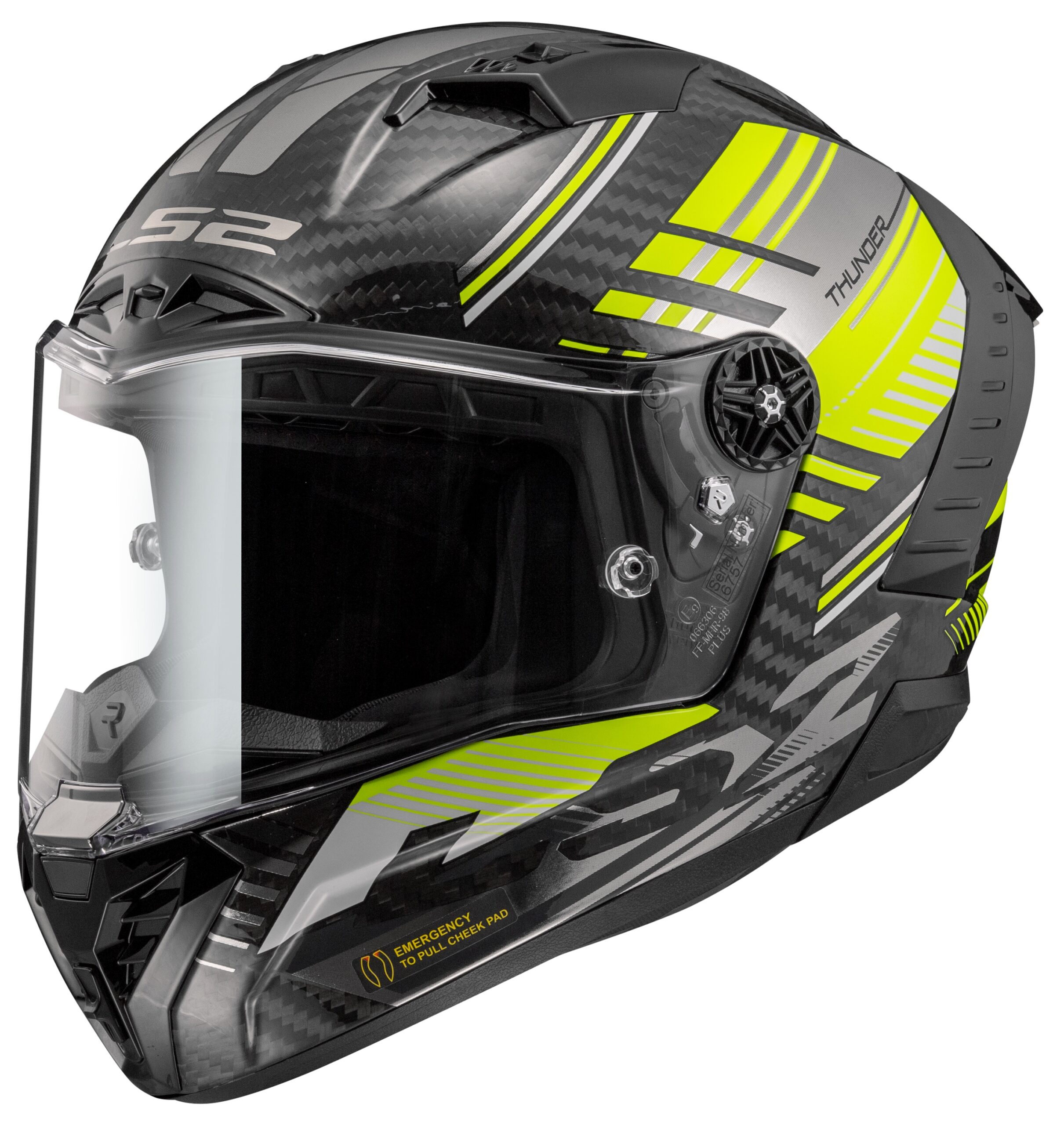LS2 FF805 Thunder Carbon Volt Road Helmet Black / Hi Vis Yellow - Image 1