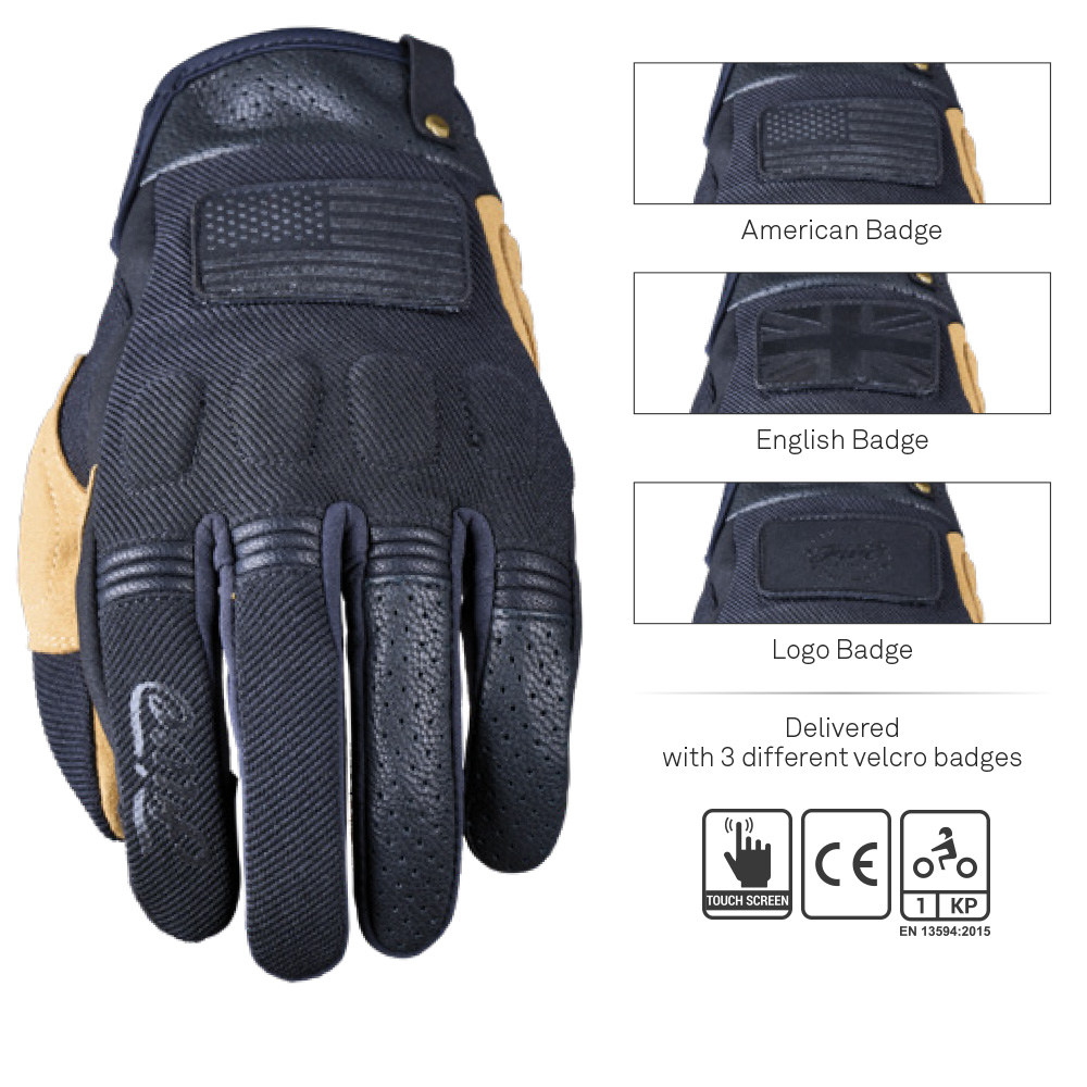 Five Scrambler Road Gloves Black/Tan