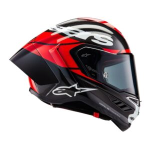 Alpinestars Supertech R10 Helmet Element Black Carbon/Bright Red/White Gloss - Image 5