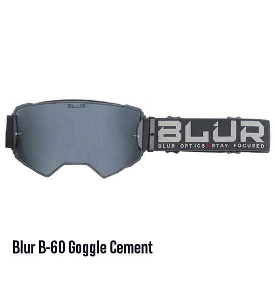 Blur B-60 Cement Motocross Goggles Matte Grey Silver Lens