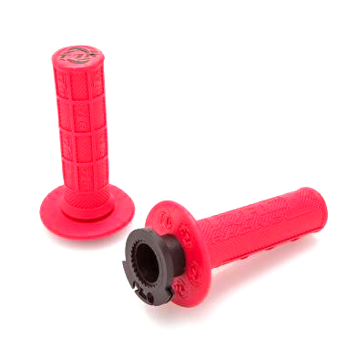 DEFY MX LOCK ON GRIPS 1/2 WAFFLE SOFT COMPOUND INCLUDES 4 STROKE THROTTLE CAMS RED
