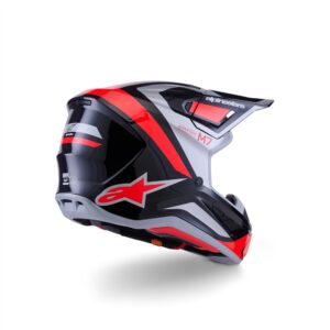 Alpinestars S-M7 Rise Motocross Helmet Black/Silver/Red Fluoro Gloss - Image 2