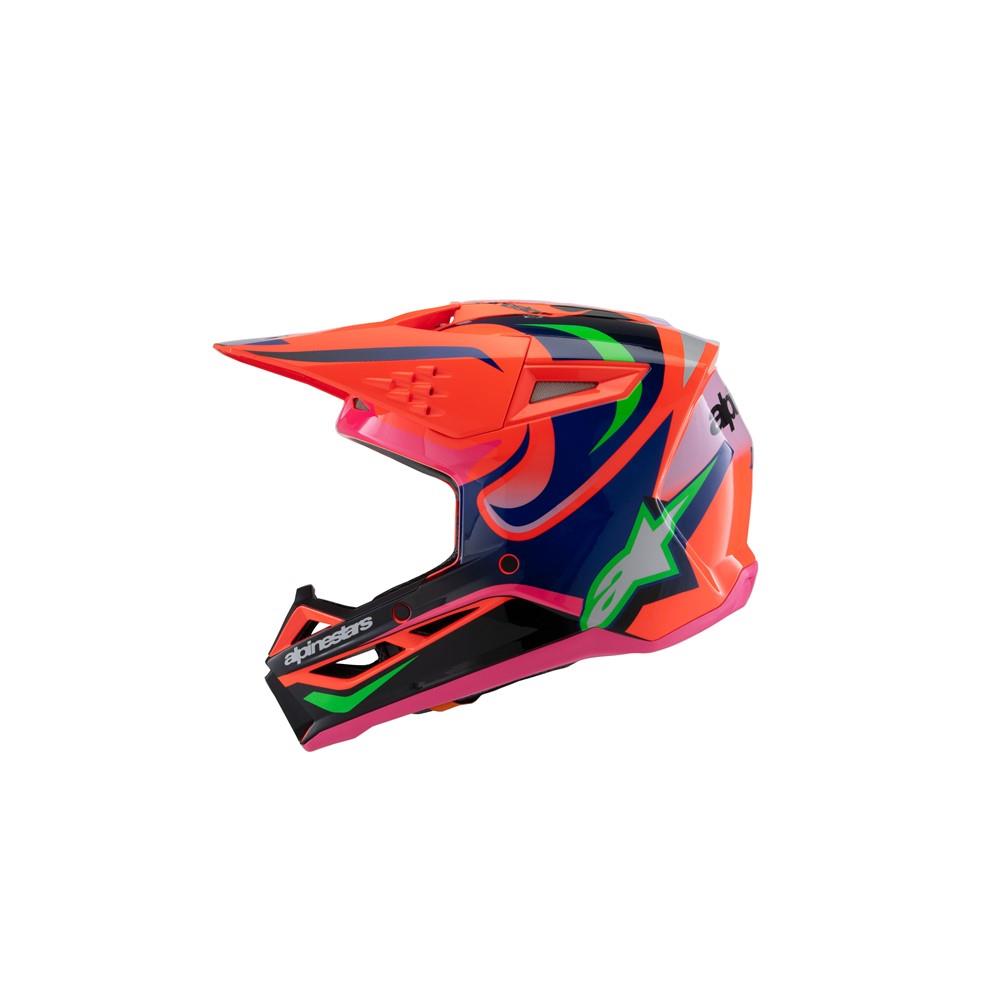 Alpinestars S-M3 Youth Motocross Helmet Deegan Orange Fluoro/Purple/Pink Fluoro Gloss