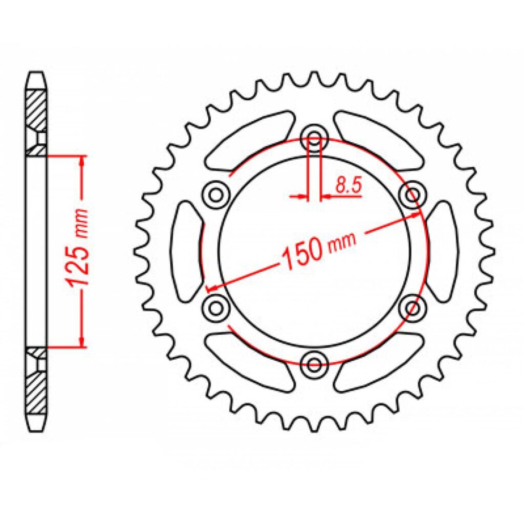 SPKT REAR OE STEEL 897 52T #520