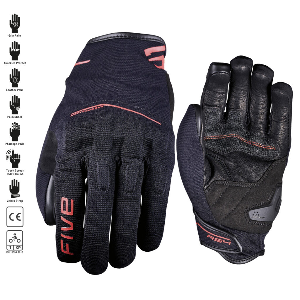 FIVE RS4 EVO Road Gloves Black/Fluro Red