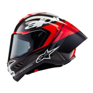 Alpinestars Supertech R10 Helmet Element Black Carbon/Bright Red/White Gloss - Image 2