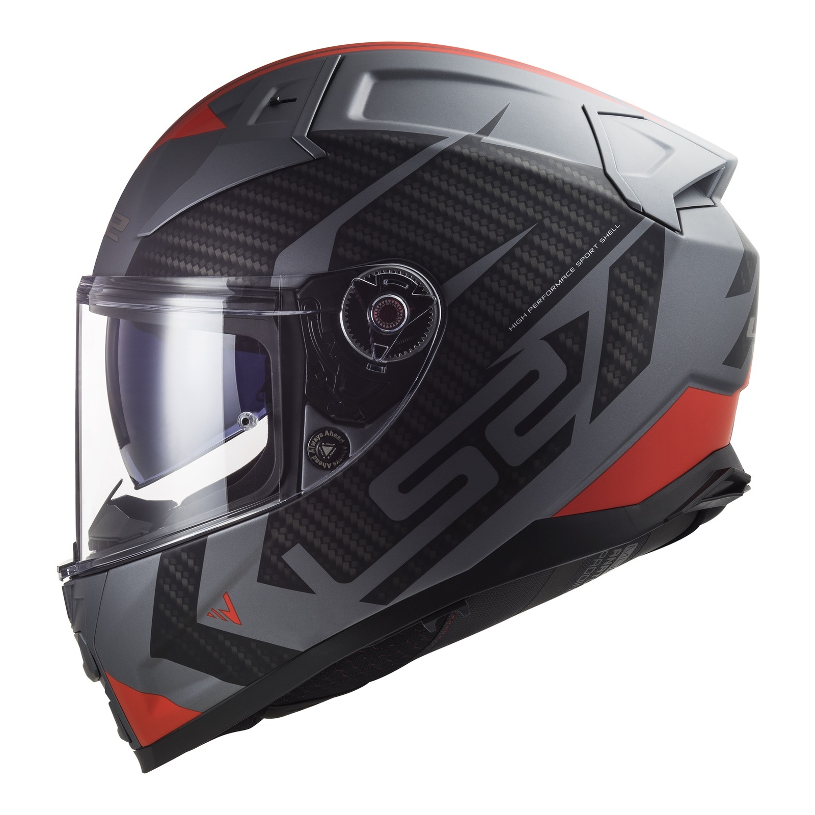 LS2 FF811 Vector II Splitter Road Helmet Matte Titanium / Red - Image 2