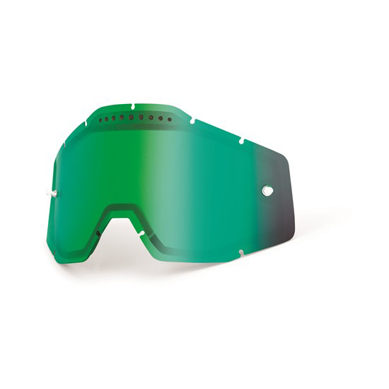 100% Racecraft/Accuri/Strata Vented Dual Lens - Green Mirror/Smoke Anti Fog