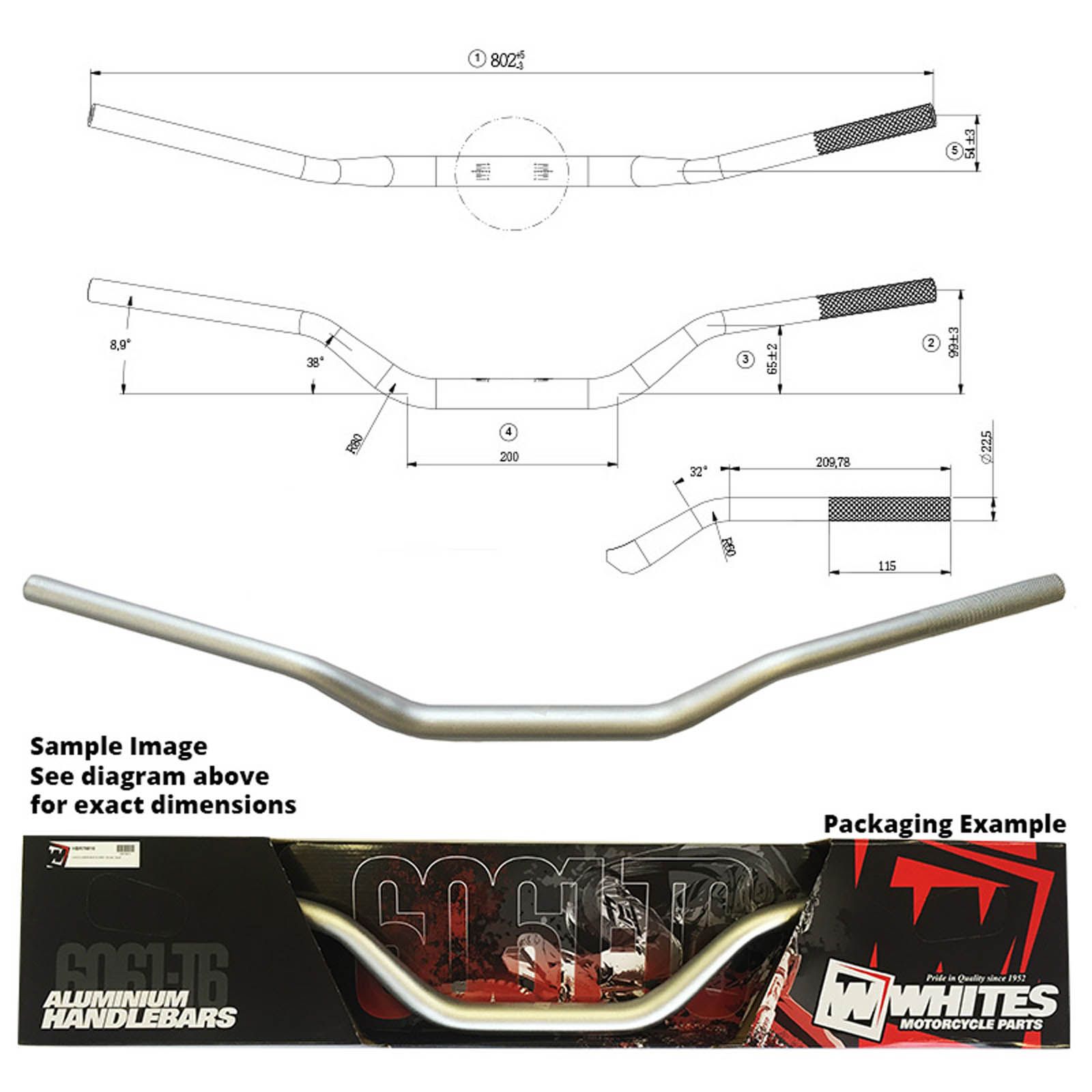 WHITES HANDLEBARS ALLOY6061 TAPER 1 1/8 (28.6MM) CRF/KXF SIL - Image 1