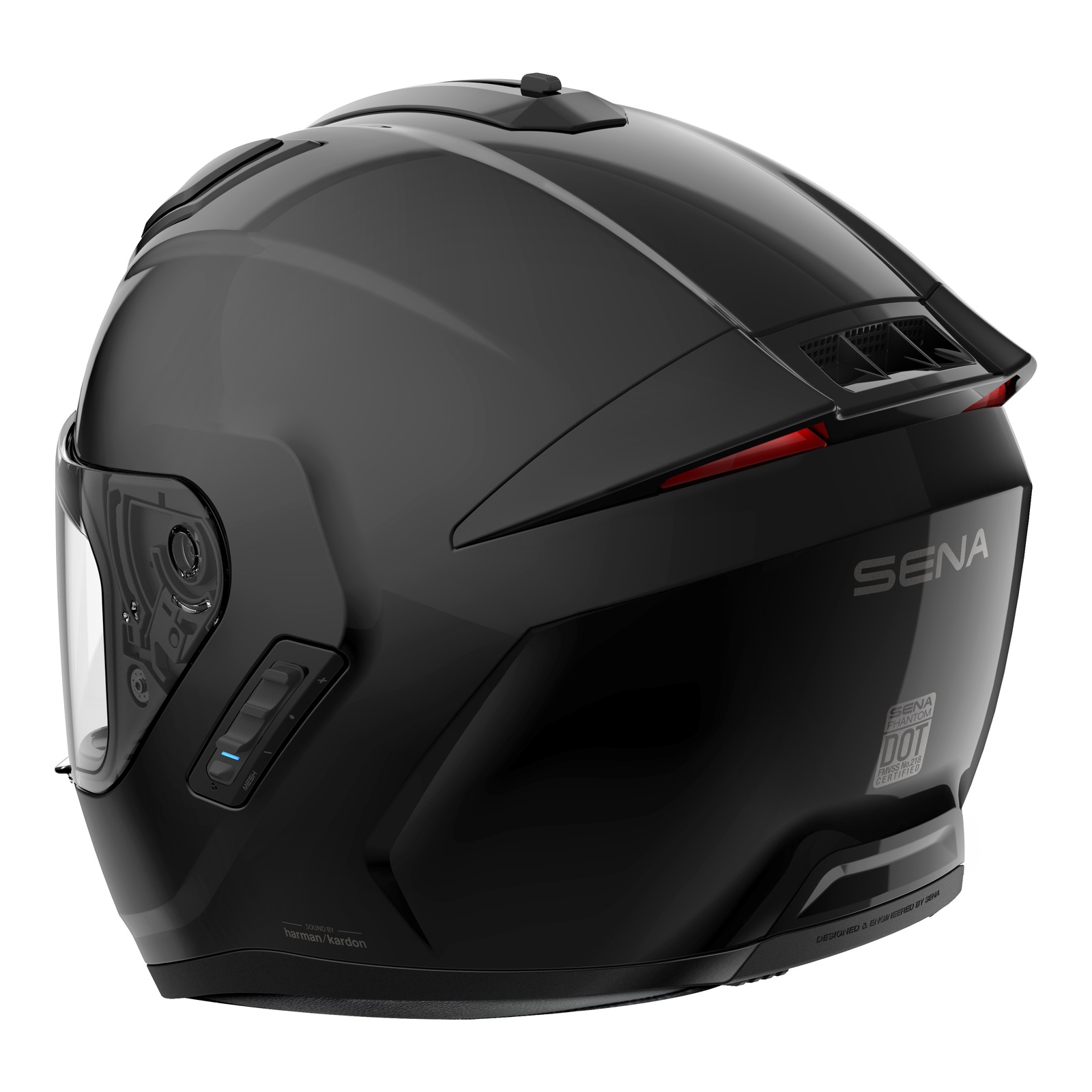 Sena Phantom Smart Road Helmet with Mesh Comms Gloss Black - Image 3