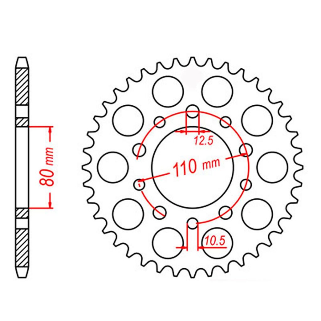 SPKT REAR OE STEEL 1332 43T #525