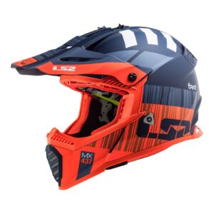 LS2 MX437 Fast Evo XCode Motocross Helmet Matte Blue/Orange - Image 1