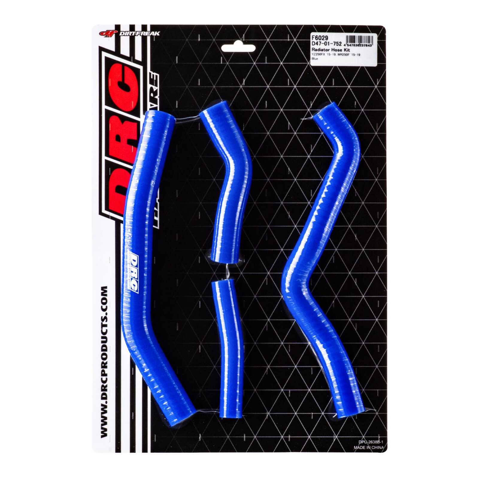 DRC Silicone Radiator Hose Kit - Yamaha YZ250FX / WR250F (2015–2019) - Blue - Image 1