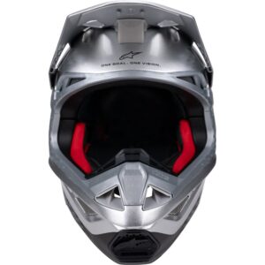 Alpinestars Supertech S-M10 Motocross Helmet Flood Silver/Black/Orange Fluoro Matte/Gloss - Image 3