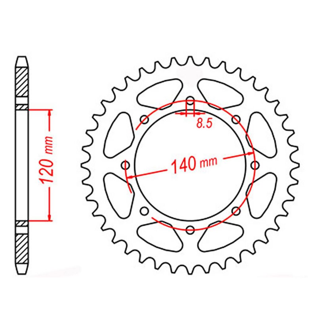 SPKT REAR OE STEEL 487 44T #520