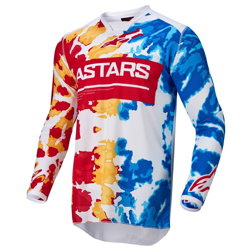 Alpinestars Racer Squad Motocross Jersey White/Red/Yellow/Turquoise/Black