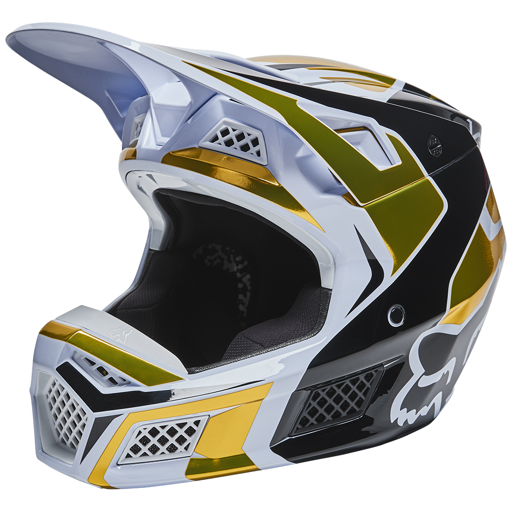 Motocross Helmet Fox V3 RS Mirer White/Black