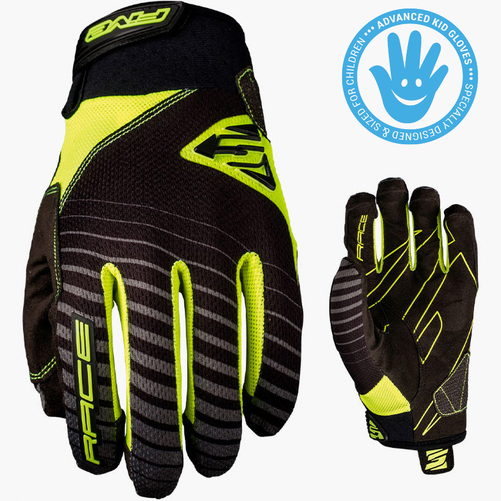 FIVE Race Kids BMX Kids Gloves Fluro/Yellow