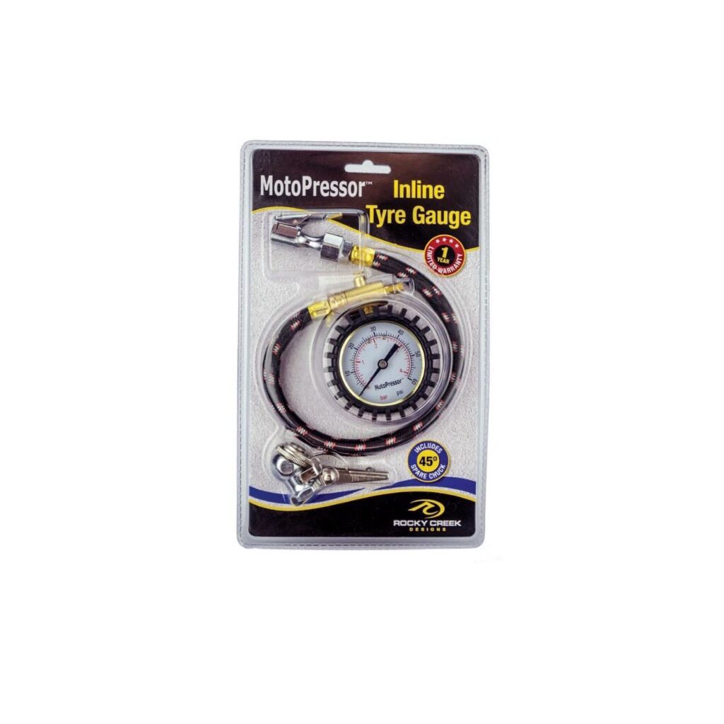Rocky Creek Motopressor Tyre Gauge with Spare Chuck