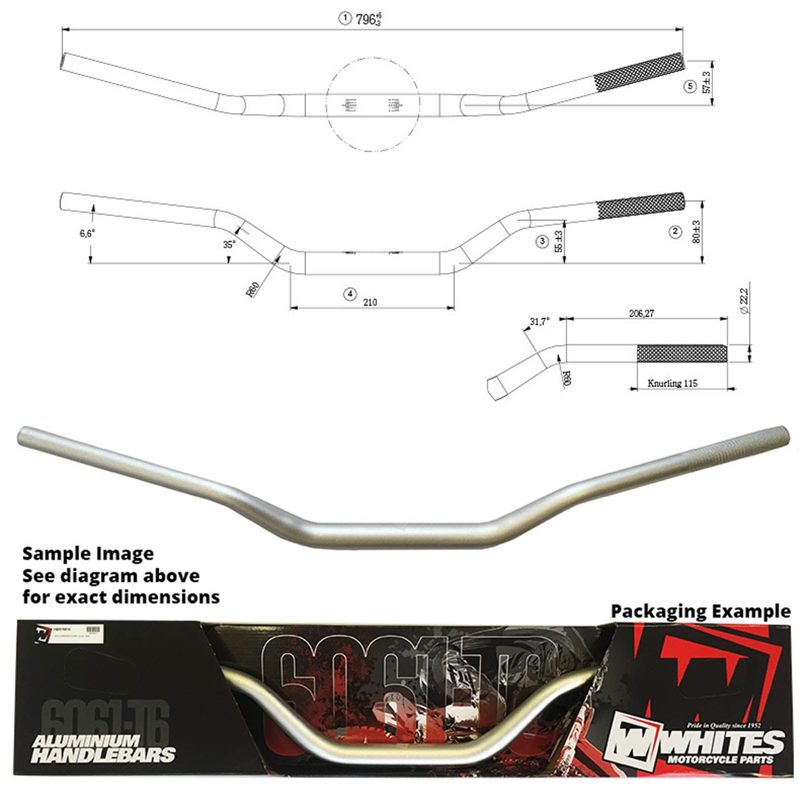 WHITES HANDLEBARS ALLOY6061 TAPER 1-1/8 (28.6MM)CR/RM/YZ SIL - Image 1