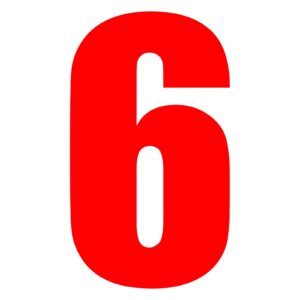 RACE NUMBER 6in VINYL #6 RED PKT of 10 - Image 1