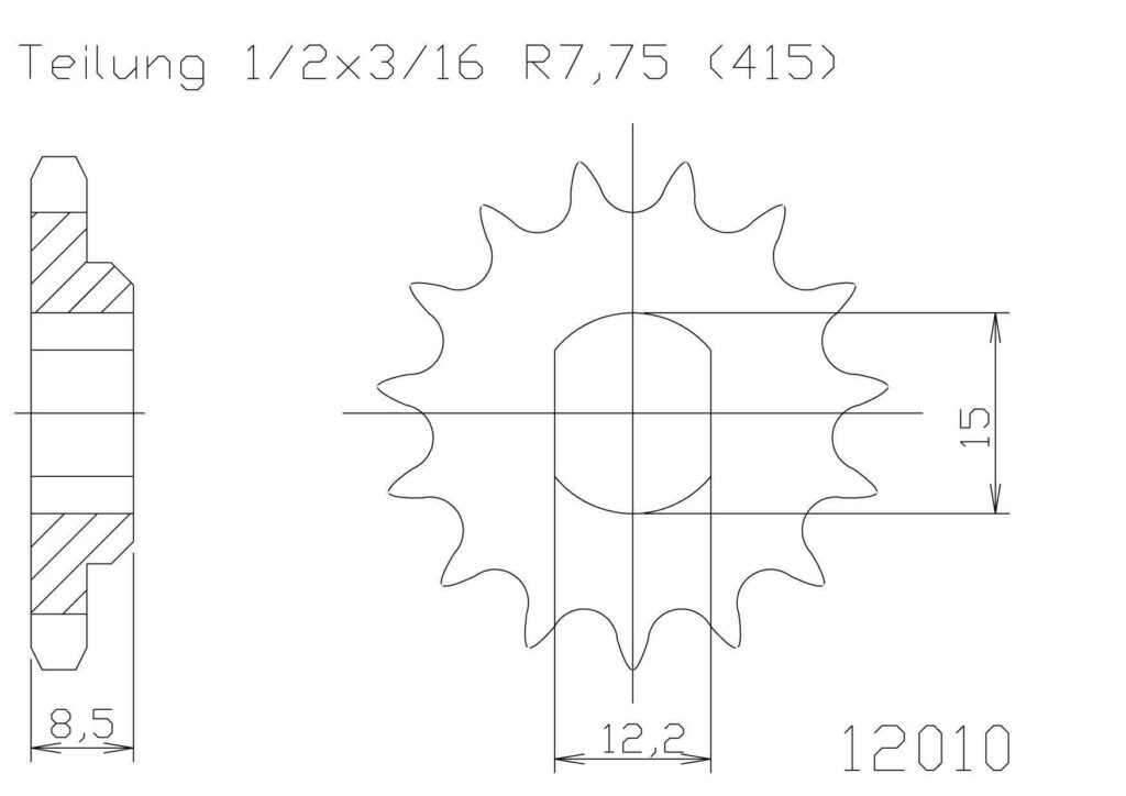 SPROCKET FRONT MOTO MASTER GASGAS MC50 21-23 HUSQVARNA TC50 17-23 KTM 50SX 09-23 12T