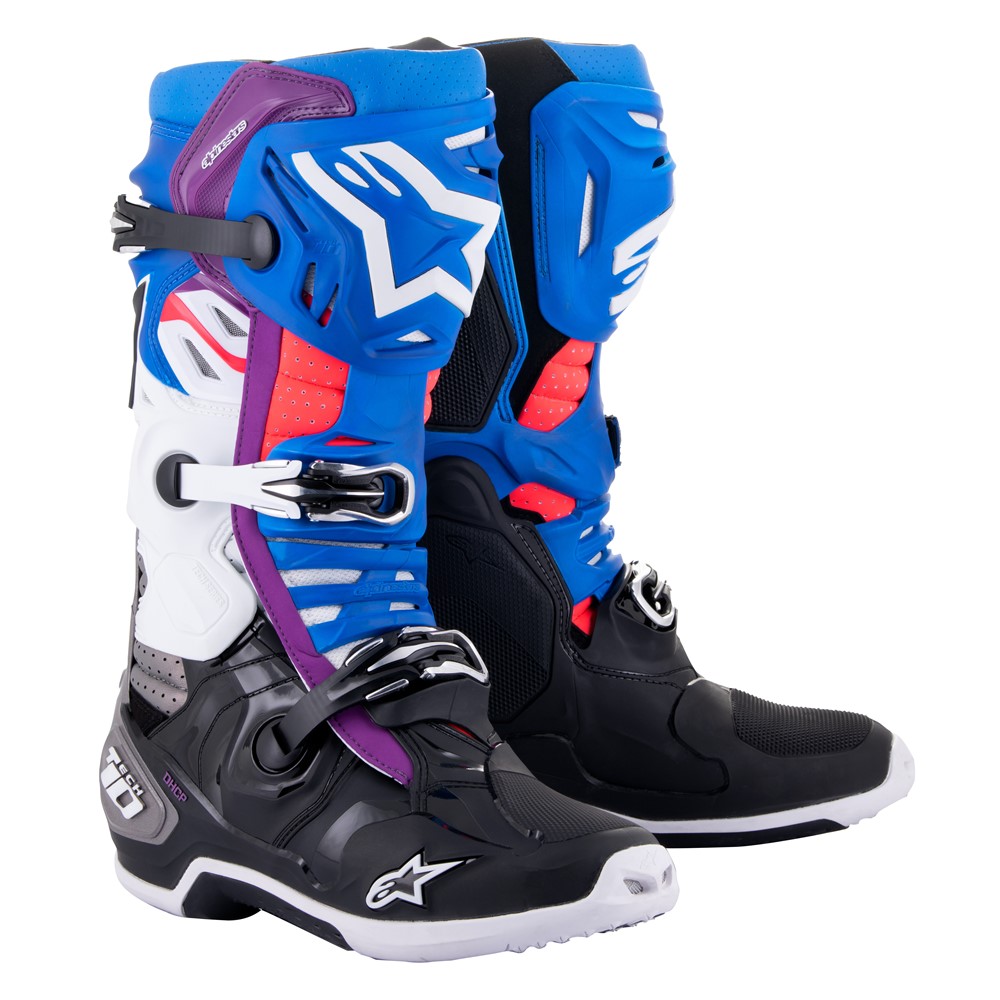 Alpinestars Tech-10 Supervented Motocross Boots Black/Enamel Blue/Purple/White