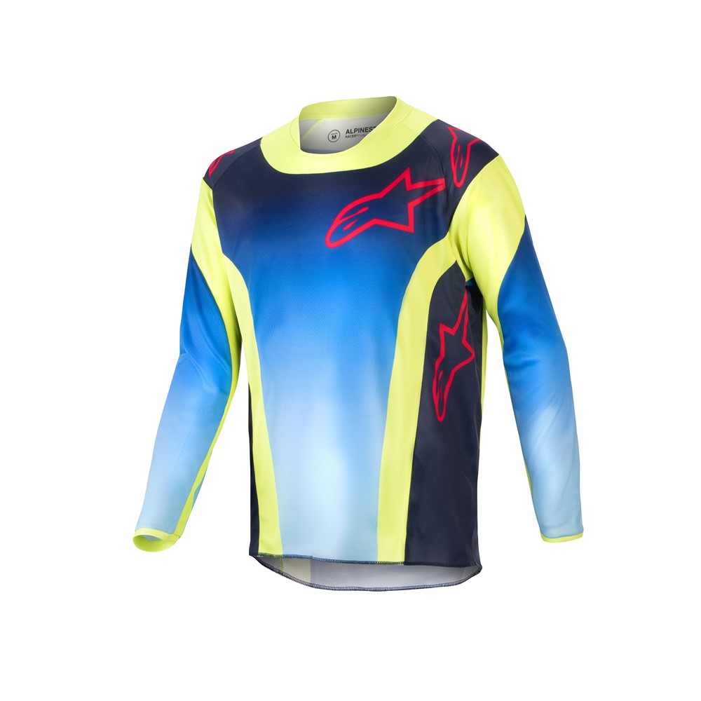 Alpinestars Racer Hoen Motocross Jersey Youth Yellow Fluo/Blue Night/Navy