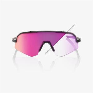 100% Slendale SL Gloss Black Sunglasses Purple Flash Mirror Photochromic Lens - Image 2