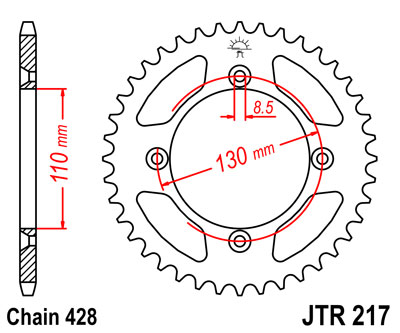 Rear Sprocket JT 45T XR250  XR600- Optional