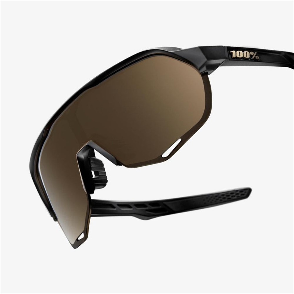 100% S2 Matte BlackSunglasses Soft Gold Mirror Lens
