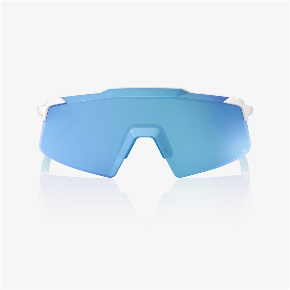 100% Aerocraft Matte White Sunglasses HiPER Blue Mirror Lens