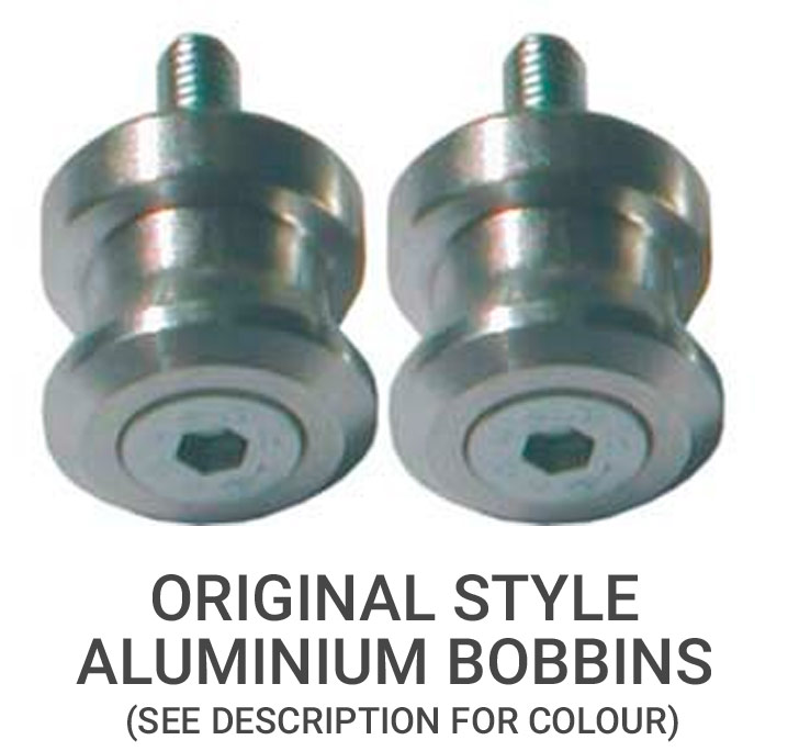 8mm REAR STAND BOBBIN SET WITH SCREWS SILVER