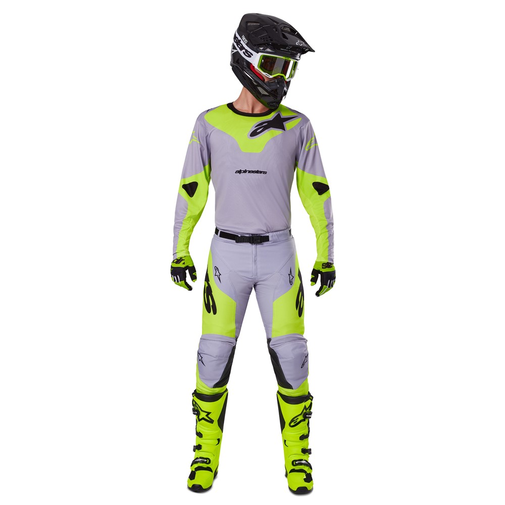 Alpinestars Racer Veil Motocross Jersey Grey/Yellow Fluoro
