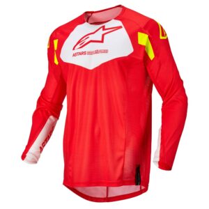 Alpinestars Techstar Factory Motocross Jersey Red Fluoro/White/Yellow Fluoro - Image 1