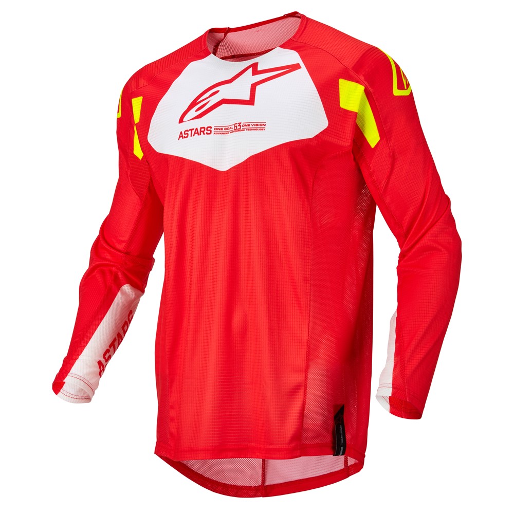 Alpinestars Techstar Factory Motocross Jersey Red Fluoro/White/Yellow Fluoro