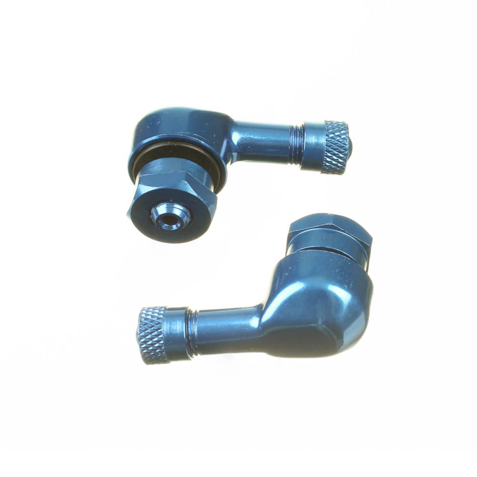 WHITES 90 DEGREE ALLOY VALVES 8.3MM (EURO/YAM) - BLU (PAIR) - Image 1