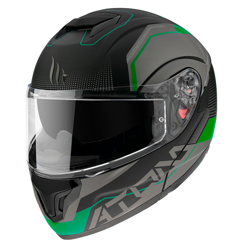 MT Atom SV Flip Front Helmet Quak Matte Black/Fluro Green