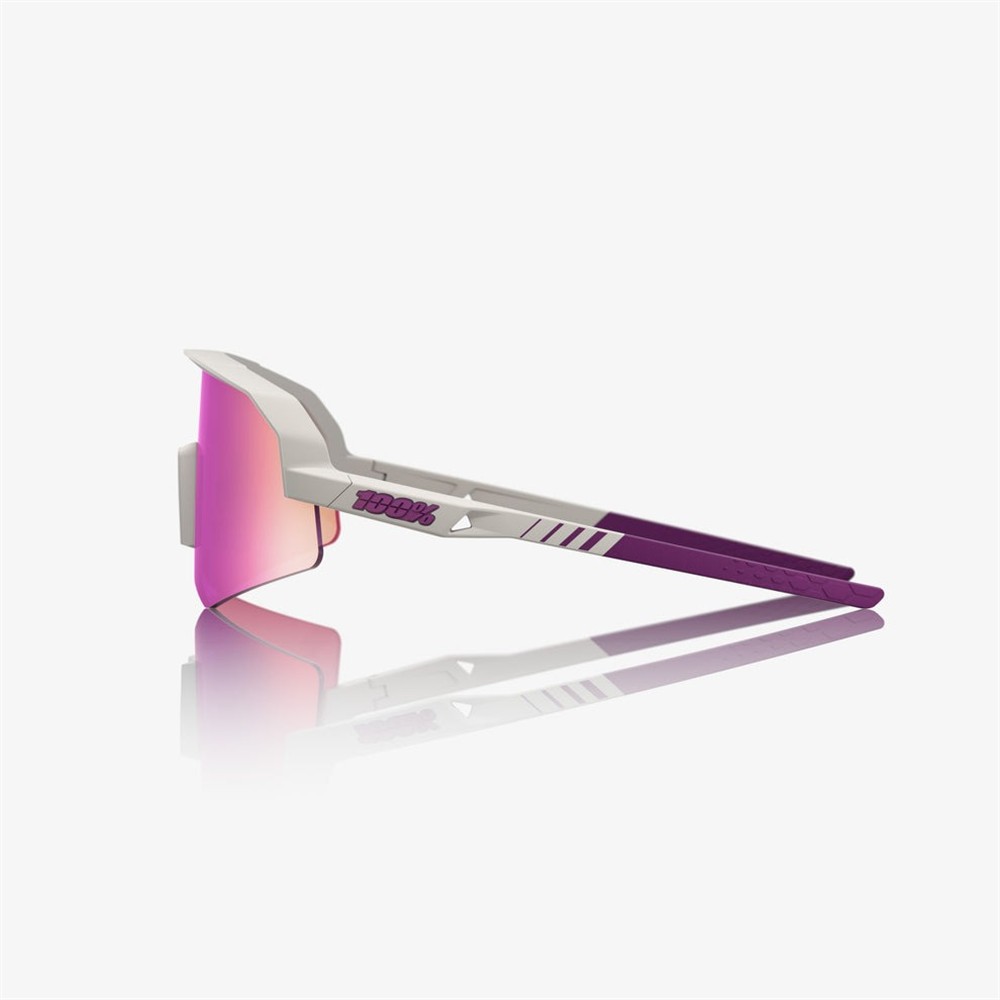 100% Slendale SL Matte Chalk Sunglasses Purple Mirror Lens