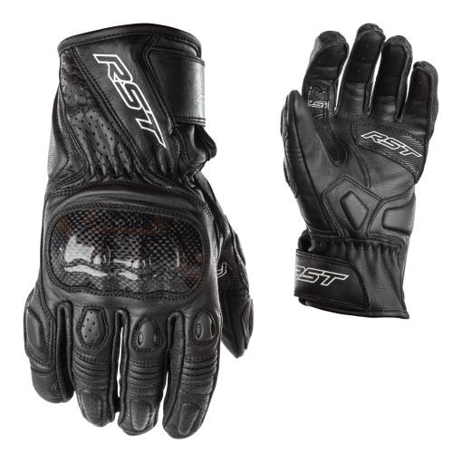 RST Stunt 3 CE Leather Road Gloves Black