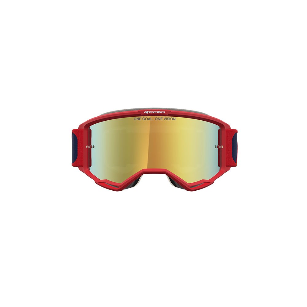 Alpinestars Vision 5 Drag Motocross Goggles Red/Blue Mirror Gold Lens