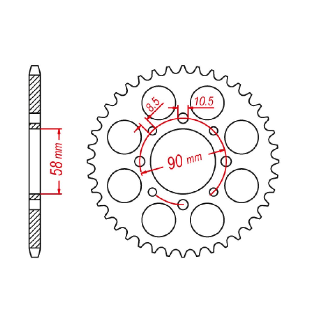 SPKT REAR OE STEEL 273 42T #520