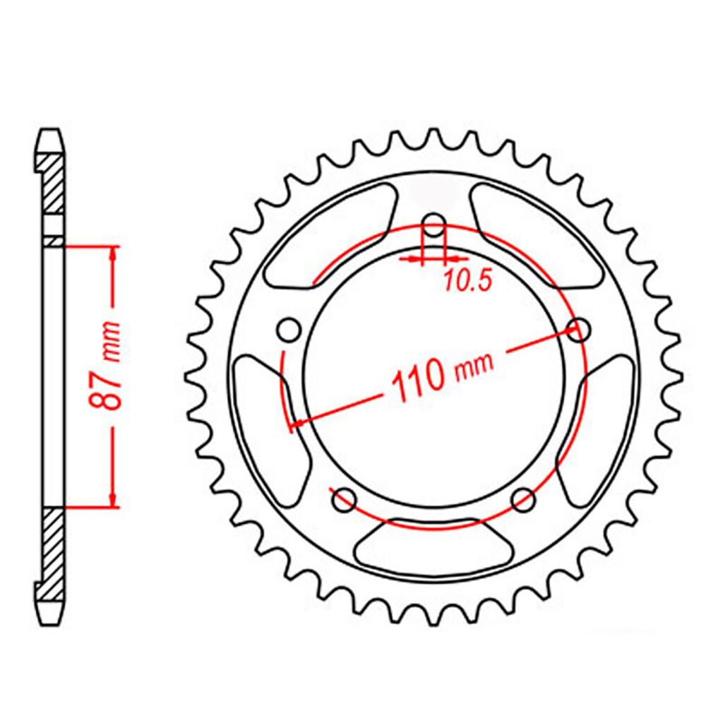 SPKT REAR OE STEEL 823 44T #520