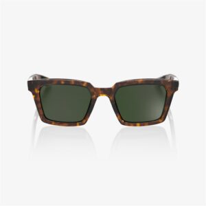 100% Erba Gloss Havana Sunglasses Grey/Green Lens - Image 2