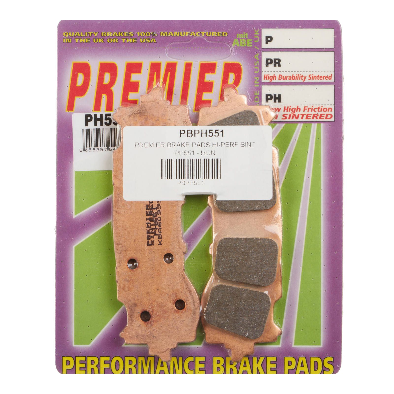 PREMIER BRAKE PADS HI-PERF SINT PH551 - HON - Image 1
