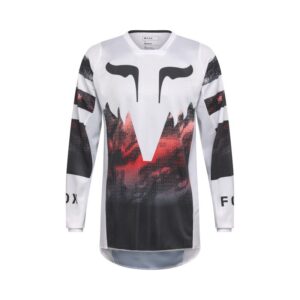 Fox 180 Kairos Motocross Jersey White/Fluro Red - Image 1