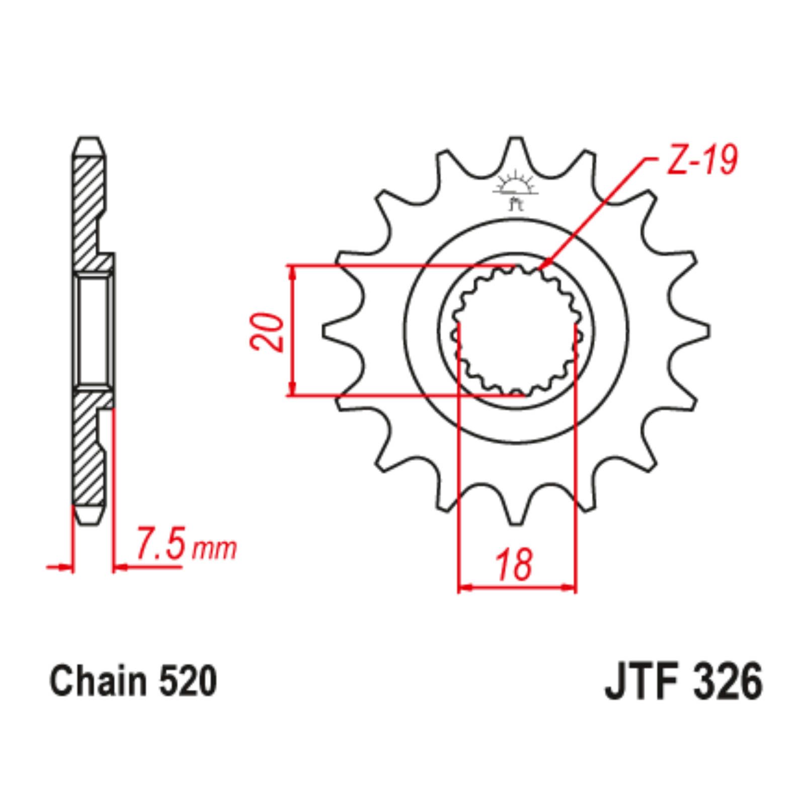 SPKT FRONT OE STEEL 326 14T #520 - Image 1