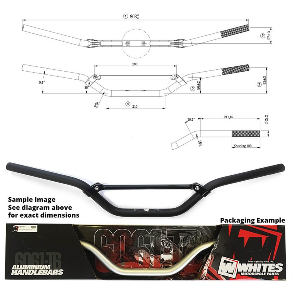 WHITES HANDLEBARS ALLOY 6061 7/8 (22.2MM) YZ/WR 125-450 BLK